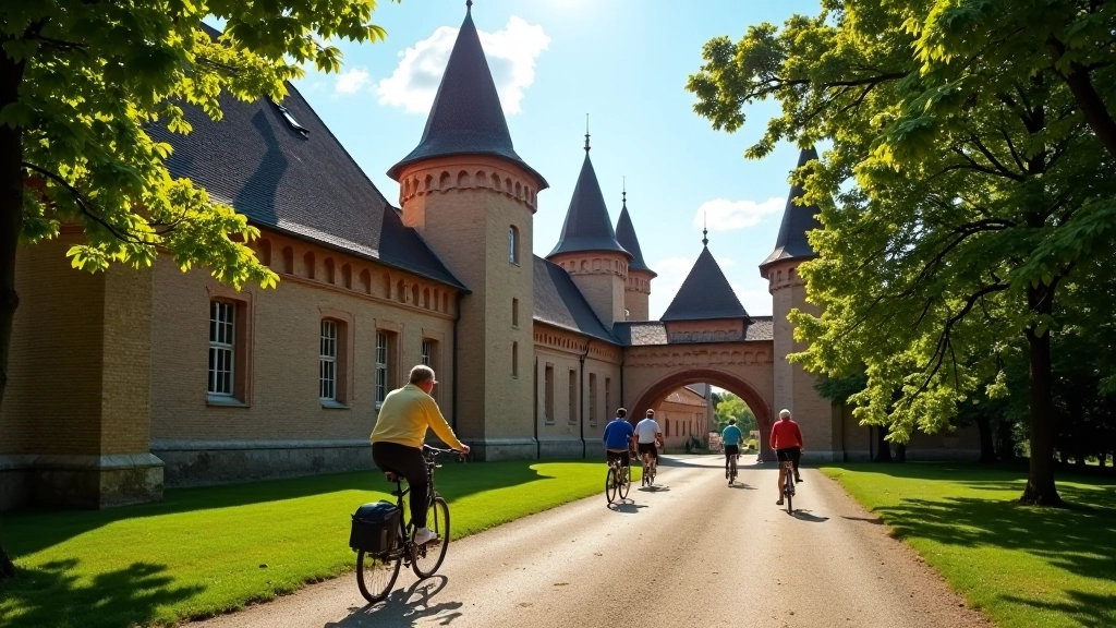 Historyczne zabytkowe budynki na szlaku rowerowym